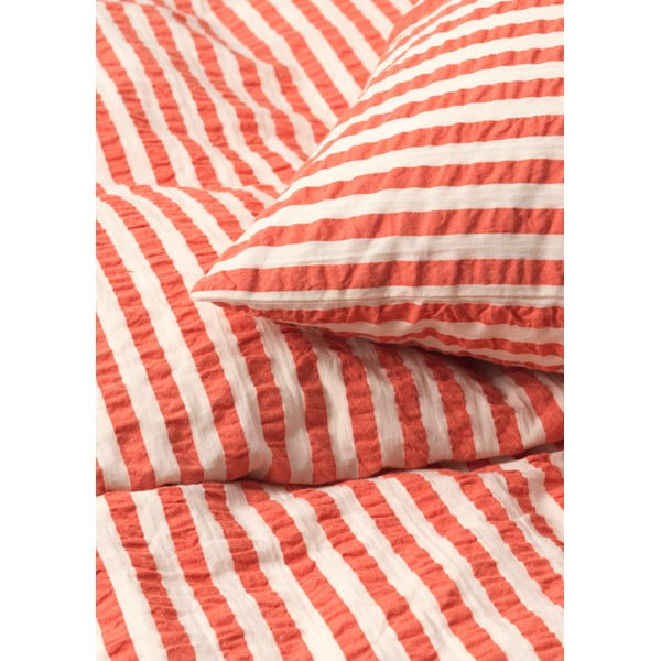 Téglavörös-bézs egyszemélyes krepp ágyneműhuzat 140x200 cm Bæk&Bølge – JUNA-image-2