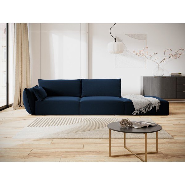 Sötétkék bársony kanapé, bal oldali 264 cm Vanda – Mazzini Sofas-image-1