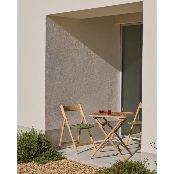 Zöld-natúr színű tömörfa kerti szék Dandara – Kave Home-image-3