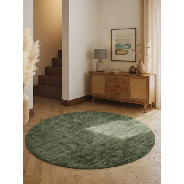 Zöld kézi szövésű viszkóz kerek szőnyeg ø 120 cm Noemi – Vikosa-image-1