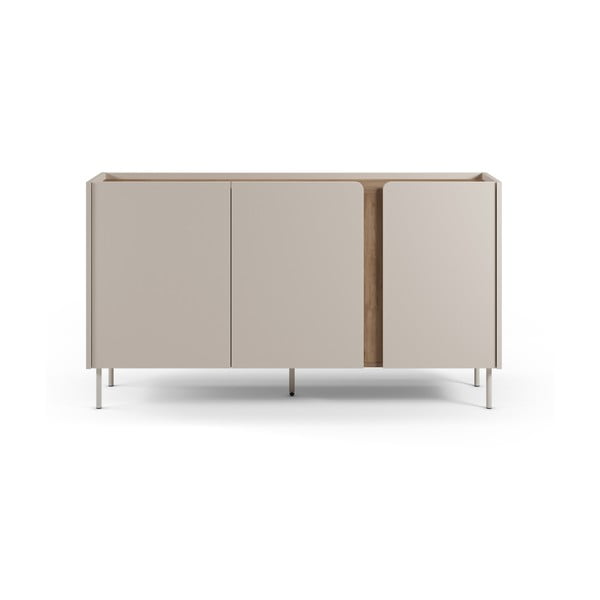 Krémszínű-natúr színű komód tölgyfa dekorral 150x82,5x40,5 cm Lucile – Marckeric