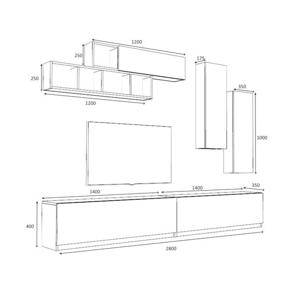 Fehér TV asztal 140x40 cm Dona - Gauge Concept-image-3