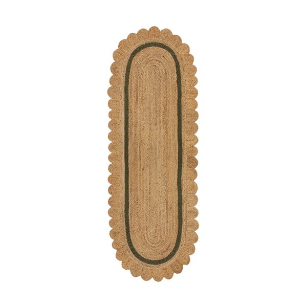 Sötétzöld-natúr színű kézi szövésű juta futószőnyeg 80x230 cm Grace Green – Flair Rugs