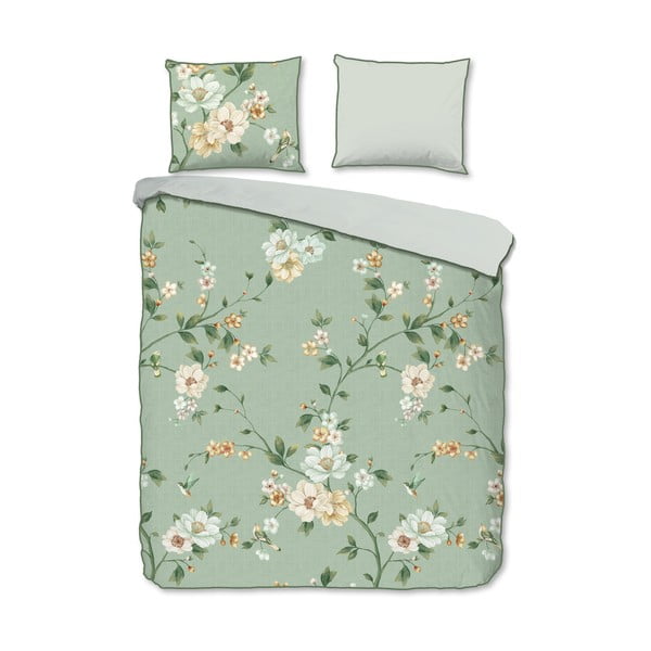 Zöld kétszemélyes-hosszabbított pamut-szatén ágyneműhuzat 200x220 cm Sizena – Descanso