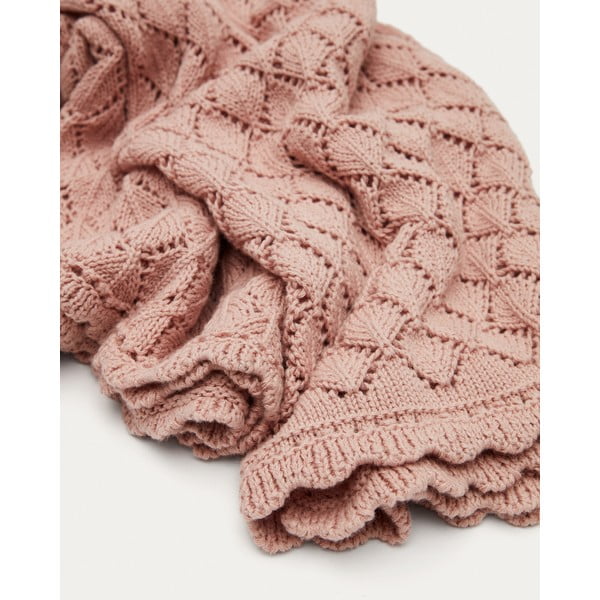 Rózsaszín pamut kötött gyerek takaró 70x100 cm Ria – Kave Home-image-1