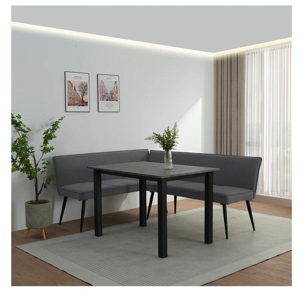 Antracitszürke fém-párnázott pad Watford – Støraa-image-3