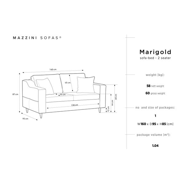 Marigold zöld kétszemélyes kanapé - Mazzini Sofas-image-2