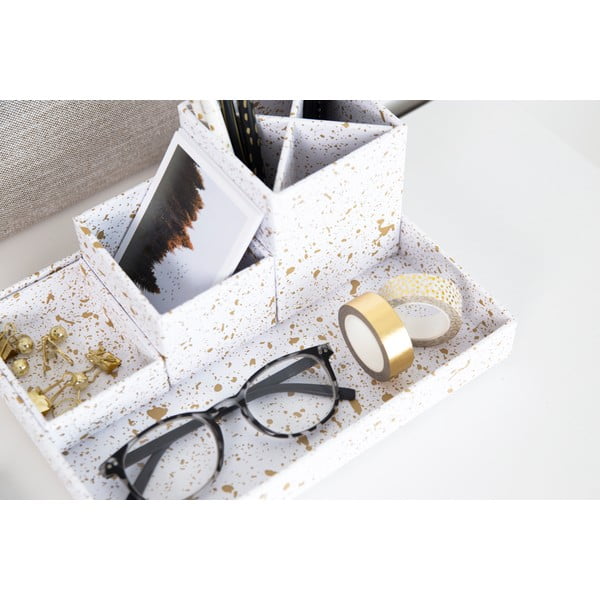 Lena aranyszínű-fehér 4 részes asztali írószertartó - Bigso Box of Sweden-image-3