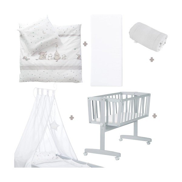 Szürke gurulós bölcső baldachinnal 40x90 cm Strenenzauber – Roba-image-2