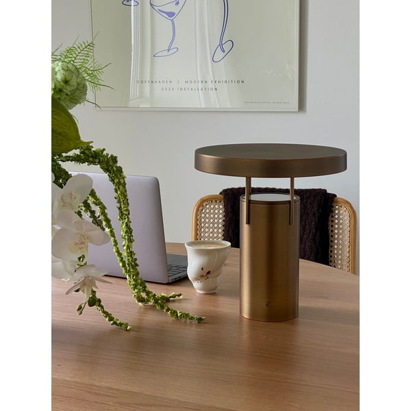 Bronzszínű LED dimmelhető asztali lámpa fém búrával (magasság 28 cm) BringMe – Hübsch-image-1