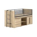 Natúr színű ágyneműtartós galéria gyerekágy íróasztallal, ágyráccsal 90x200 cm Sam – Vipack