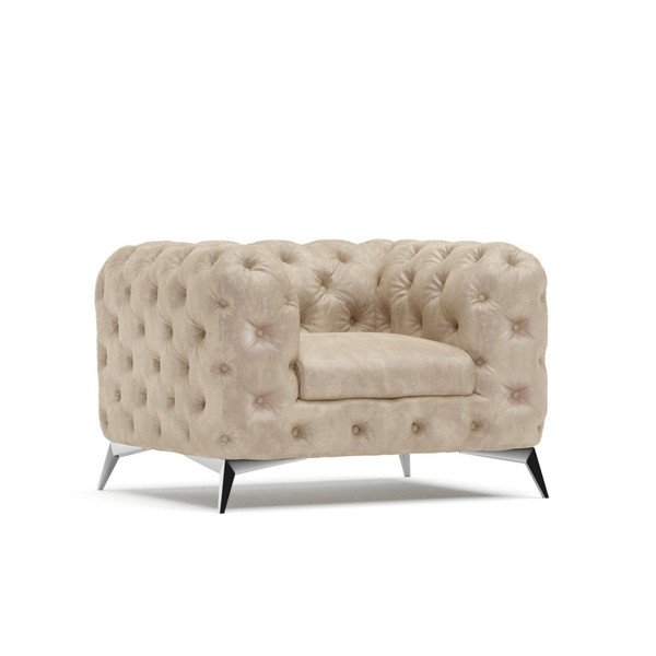 Bézs bársony fotel Chelsea – Ropez