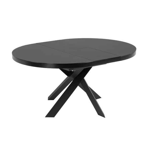Fekete kerek bővíthető étkezőasztal üveg asztallappal ø 160 cm Vashti – Kave Home-image-2