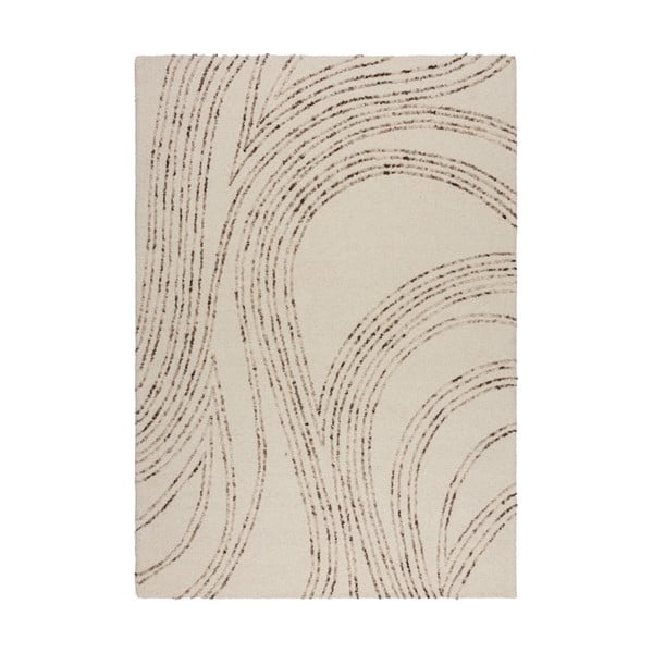 Barna-krémszínű gyapjú szőnyeg 200x290 cm Abstract Swirl – Flair Rugs