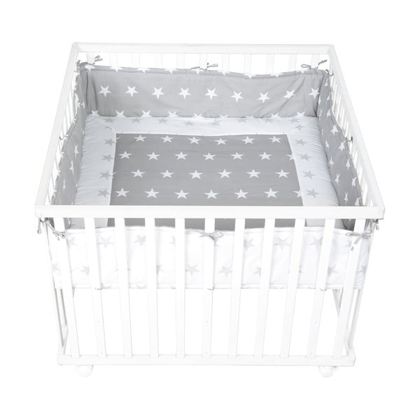 Fehér-szürke pamutkeverék rácsvédő 96 cm Little Stars – Roba-image-1