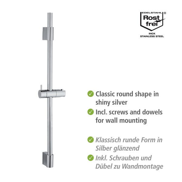 Fényes ezüstszínű fali rozsdamentes acél zuhanytartó 70 cm Classic – Wenko-image-2