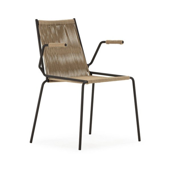 Bézs fém karfás-rakásolható étkezőszék szett 2 db-os Emily – Marckeric