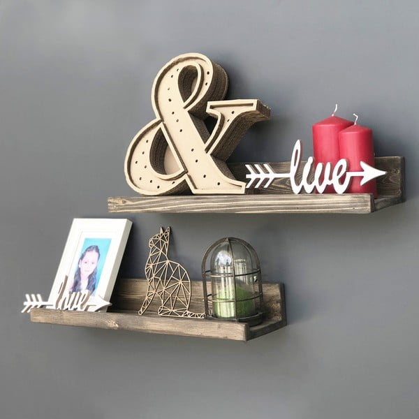 Simple 2 db fali polc fából-image-1