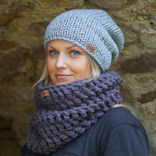 Grey Beanie kézzel horgolt sapka - DOKE-image-2