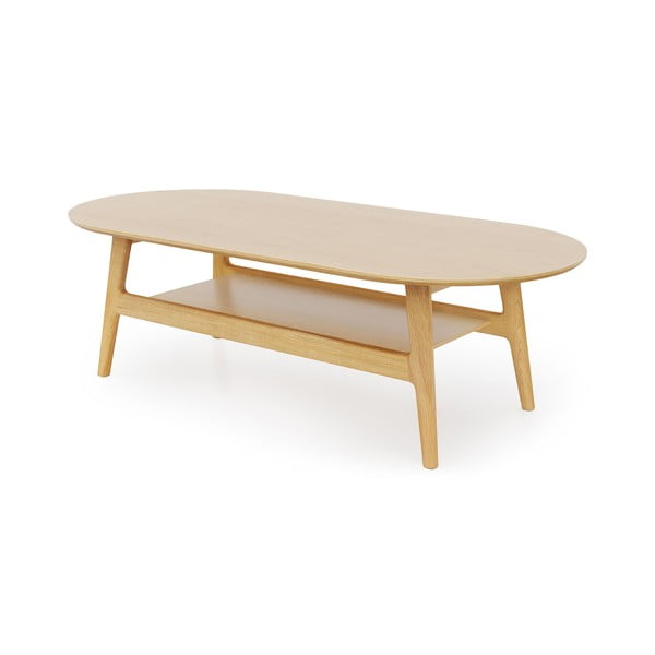 Natúr színű dohányzóasztal tölgyfa dekorral 60x130 cm Curved – Woodman-image-2