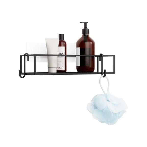 Fekete öntapadós acél fürdőszobai polc szett 2 db-os Cubiko – Umbra-image-3