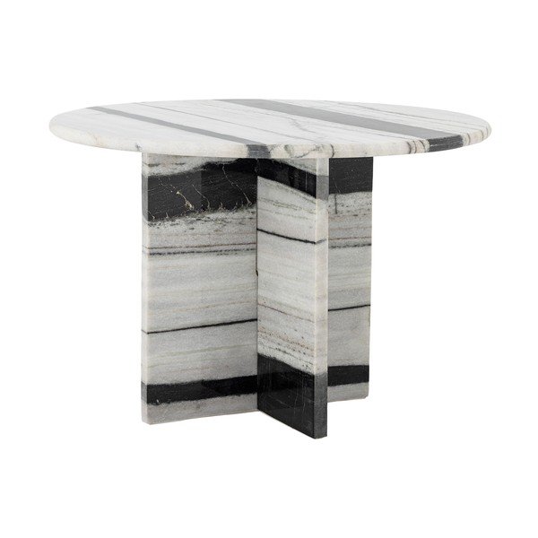 Fekete-fehér márvány kerek dohányzóasztal ø 61 cm Rosito – Bloomingville-image-4