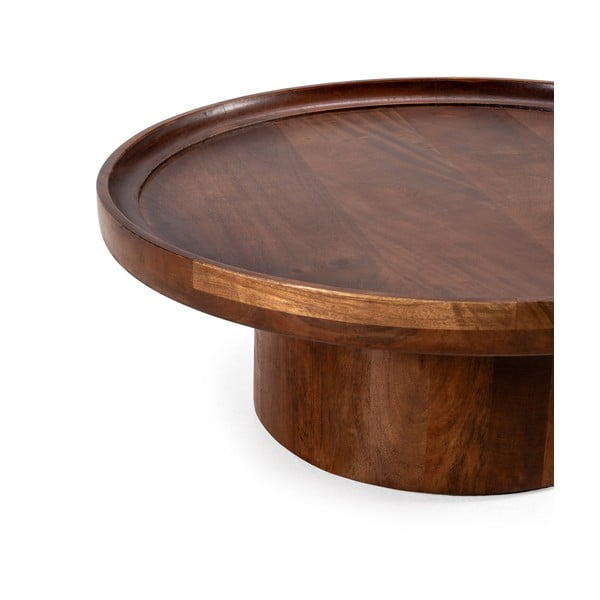 Sötétbarna mangófa kerek dohányzóasztal 80x80 cm Giselle – MOME-image-2