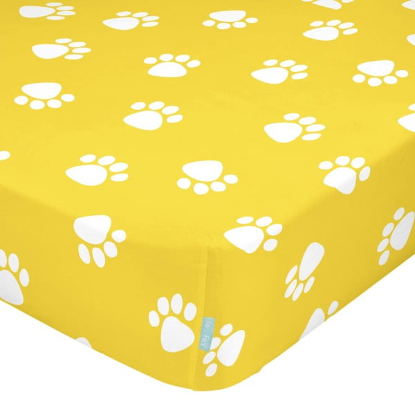 Dogs sárga elasztikus pamut lepedő, 60 x 120 cm - Mr. Fox