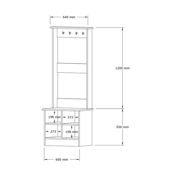 Fehér-natúr színű előszoba bútor Mare – Kalune Design-image-3