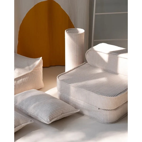 Krémszínű kordbársony párna gyerek kanapéhoz Roll – Wigiwama-image-1