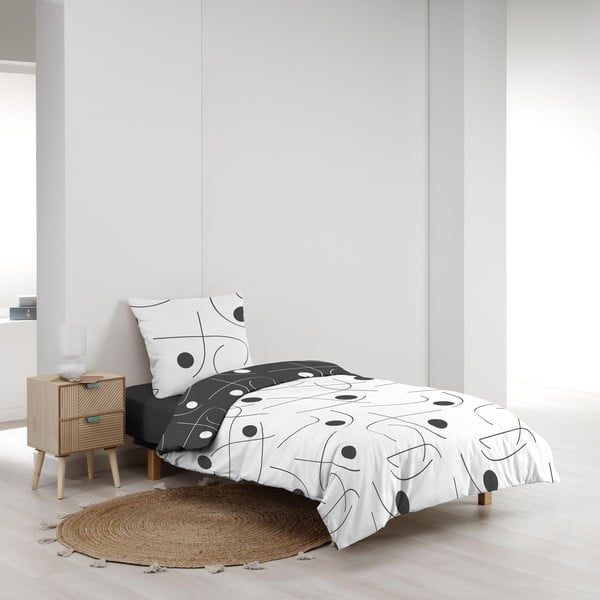 Fehér-sötétszürke egyszemélyes mikroszálas ágyneműhuzat 140x200 cm Sonate – douceur d'intérieur-image-3