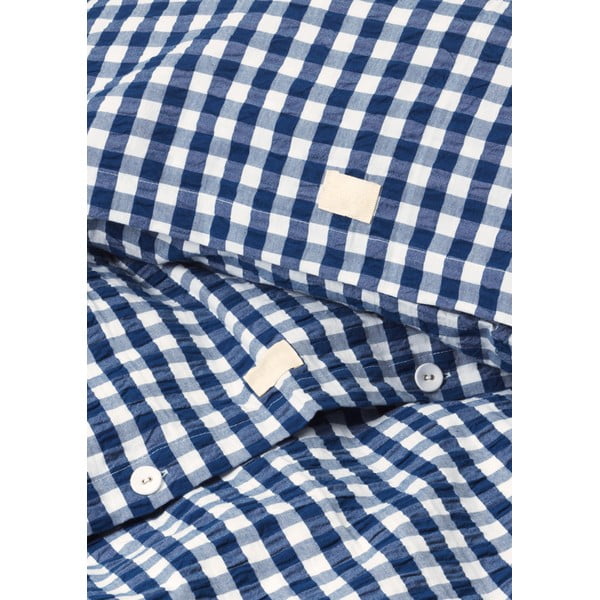 Fehér-sötétkék egyszemélyes krepp ágyneműhuzat 140x200 cm Bæk&Bølge – JUNA-image-3