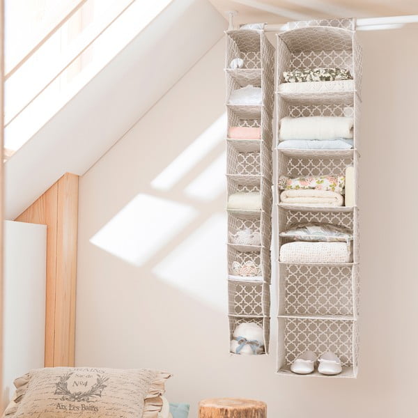 Bézs hatrekeszes függő rendszerező, szélesség 30 cm - Compactor-image-1