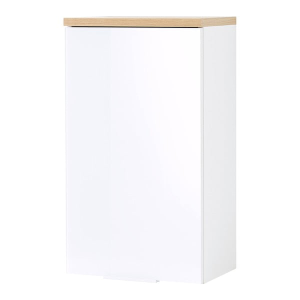 Fehér-natúr színű fali fürdőszoba szekrény tölgyfa dekorral 39x69 cm Pescara – Germania-image-3