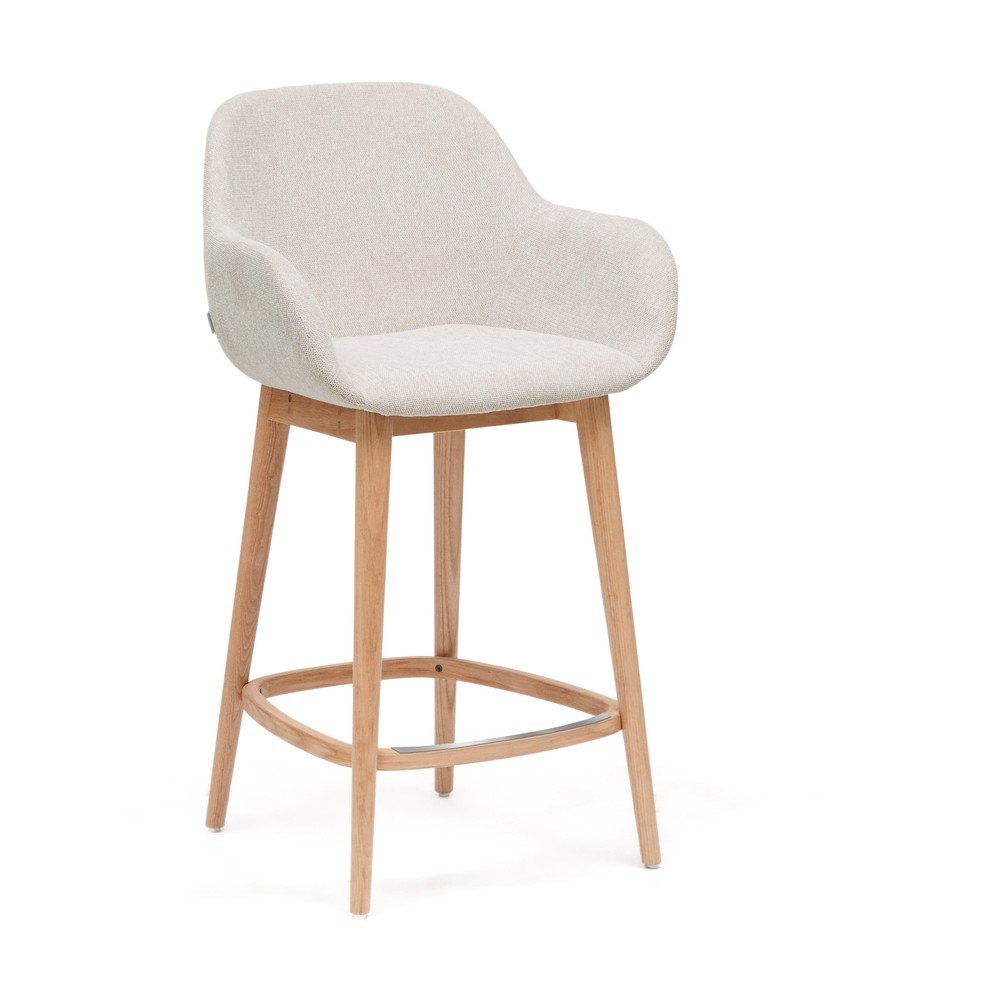 Bézs kárpitozott karfás bárszék (ülésmagasság 66 cm) Konna Kave Home