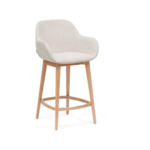 Bézs kárpitozott karfás bárszék (ülésmagasság 66 cm) Konna – Kave Home