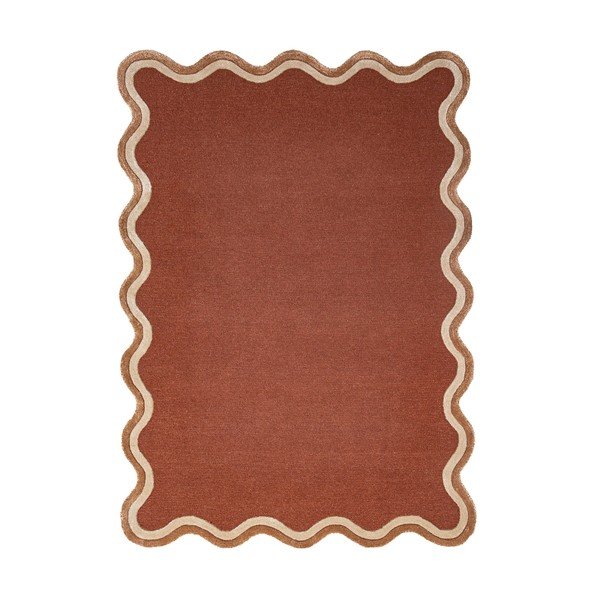 Terrakotta színű kézi szövésű gyapjúkeverék szőnyeg 120x170 cm Rivo Wool – Flair Rugs