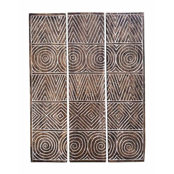 Geometric dekoratív panel egzotikus fából, 3 darab, 110 x 140 cm - Moycor