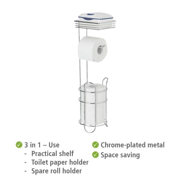 Ezüstszínű krómozott acél WC-papír tartó állvány – Wenko-image-4