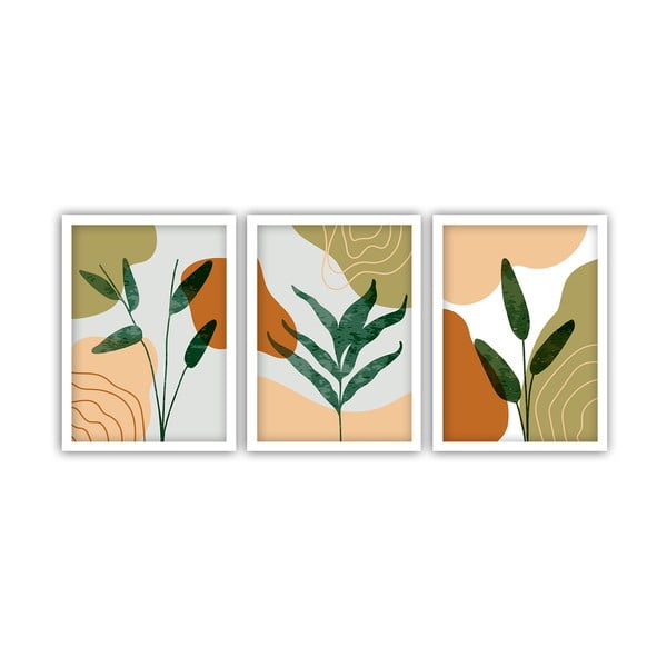 Leaves 3 db-os kép készlet fehér keretben, 35 x 45 cm - Vavien Artwork