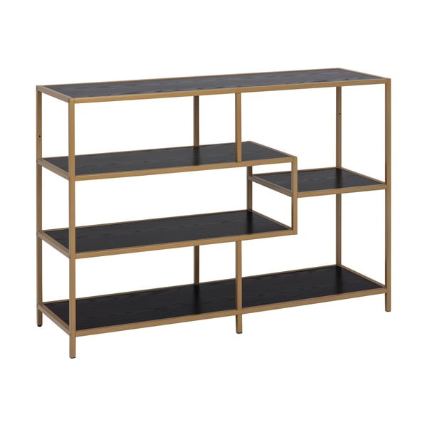 Fekete-aranyszínű könyvespolc 114x78 cm Seaford – Actona-image-2