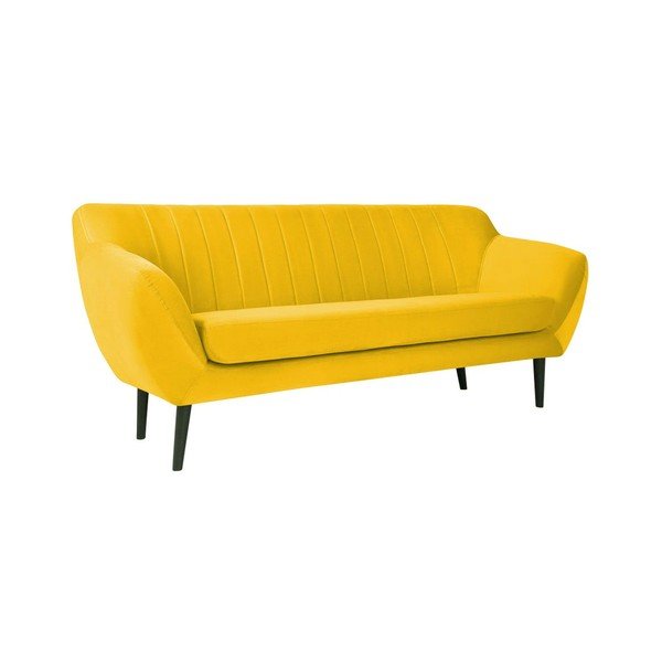 Toscane sárga bársony kanapé, 188 cm - Mazzini Sofas-image-2