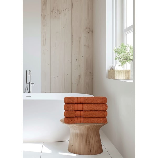 Téglavörös frottír pamut törölköző szett 4 db-os 50x100 cm – Good Morning-image-3