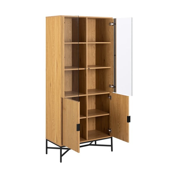 Natúr színű tálalószekrény tölgyfa dekorral 80x180x40 cm Jaipur – Actona-image-3