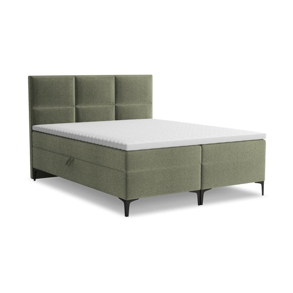 Zöld ágyneműtartós boxspring ágy 160x200 cm Pakalana – Makamii