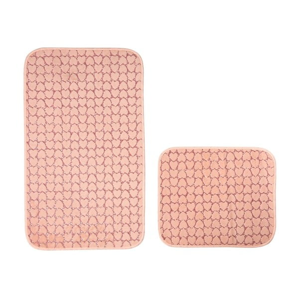 Rózsaszín fürdőszobai kilépő szett 2 db-os 60x100 cm Heart – Mila Home