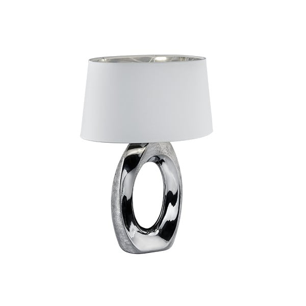 Taba fehér-ezüstszínű kerámia-szövet asztali lámpa, magasság 52 cm - Trio