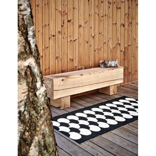 Fekete-krémszínű kültéri-beltéri futószőnyeg 70x150 cm Poppy Black Vanilla – Pappelina-image-3