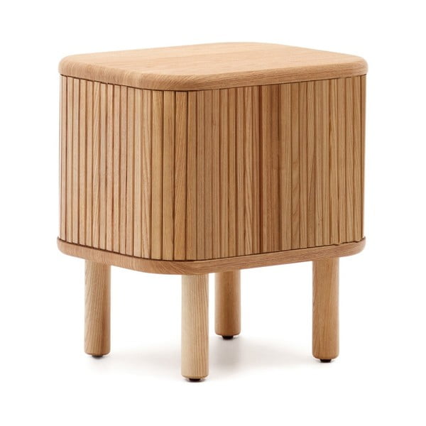 Natúr színű éjjeliszekrény kőrisfa dekorral Mailen – Kave Home