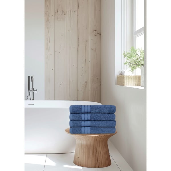 Kék frottír pamut törölköző szett 4 db-os 50x100 cm – Good Morning-image-3